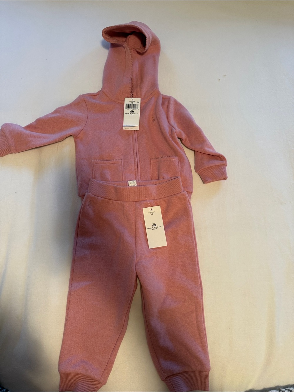 Polo by Ralph Lauren Pink Hooded Zip Sweatshirt & Joggers Set